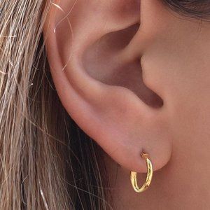 NWT Golden Moon 14k Gold-Plated 15mm Hoop Earrings